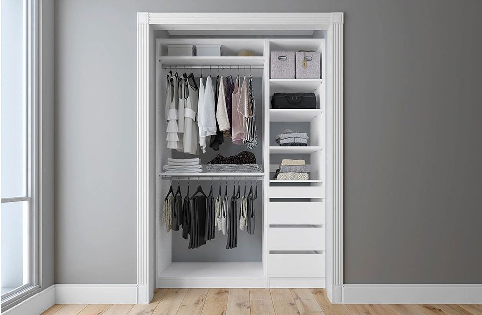 Closet System Organizer White With Sliding Baskets-Black 219*45