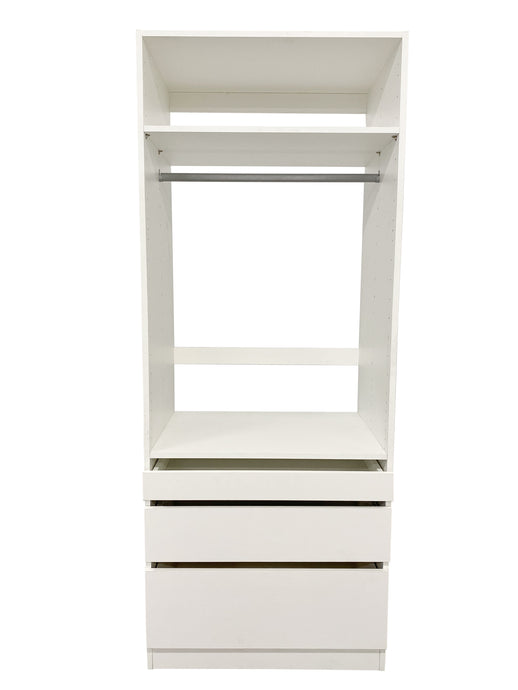 Kloset Closet Set, Top Hanger, Bottom 1 Small, 1 Medium, 1 Large Drawers Athens White