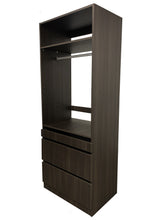 Load image into Gallery viewer, Kloset Closet Set, Top Hanger, Bottom 1 Small, 2 Large Drawers Tuscany Brown
