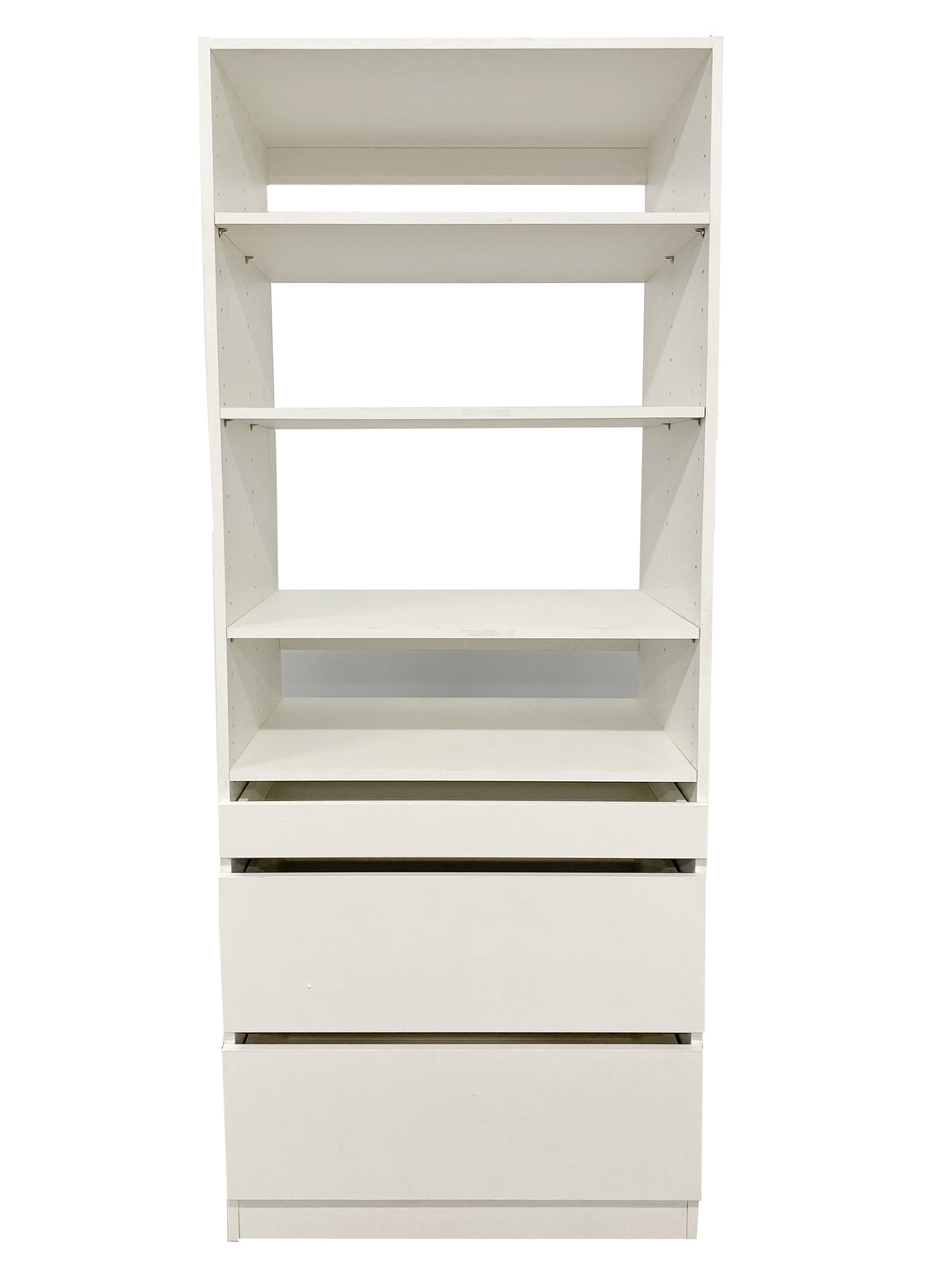 Kloset Closet Set, Top Shelves, Bottom 1 Small, 2 Large Drawers Athens White