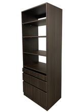 Load image into Gallery viewer, Kloset Closet Set, Top Shelves, Bottom 1 Small, 1 Medium, 1 Large Drawers Tuscany Brown
